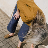 CU: Customized PUGLIA straight cut cropped linen pants (Size: L; Color: Dusty Lavender)