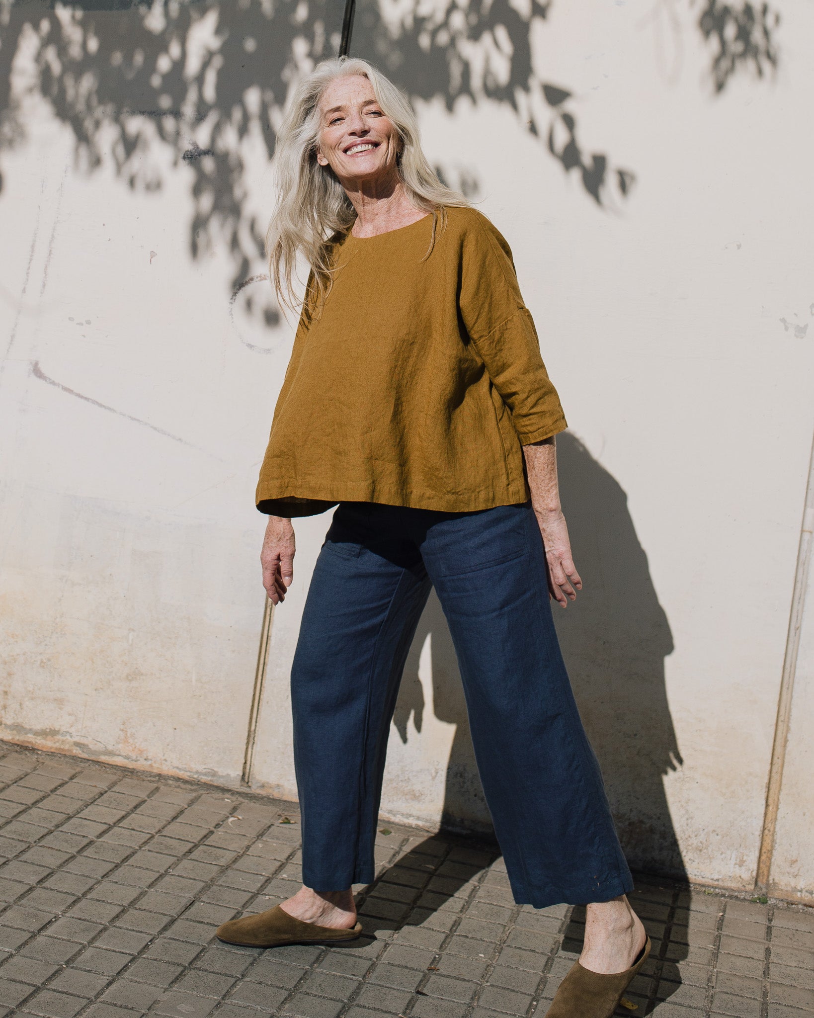 OLD LONDON round neck oversized linen top - notperfectlinen