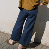 CU: Customized PUGLIA straight cut cropped linen pants (Size: L; Color: Dusty Lavender)