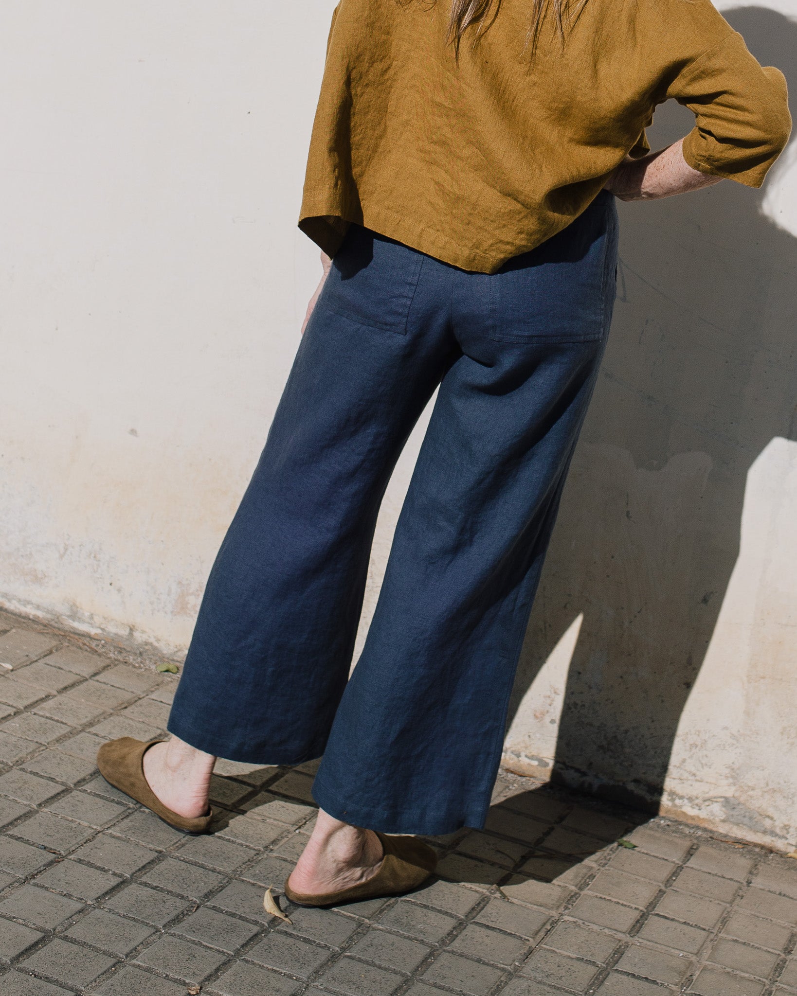 PUGLIA straight cut cropped linen pants - notperfectlinen