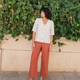 PUGLIA straight cut cropped linen pants