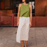 ANJALI two-tier linen skirt