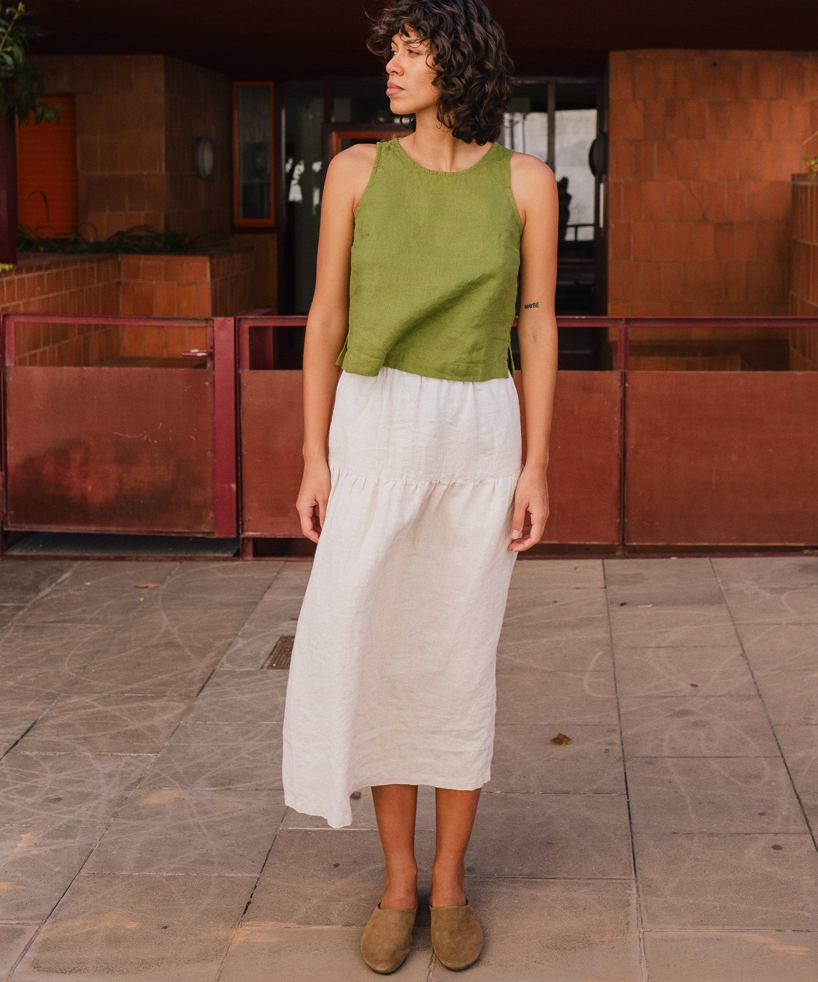 ANJALI two-tier linen skirt - notperfectlinen