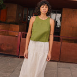 R: BAY-2 linen top (Size: M/L; Color: Bronze Brown)