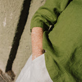R: JANUARY loose linen top (Size: M; Color: Light Butter)
