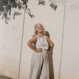 CU: Customized VIENNA linen tank top (Size: XL; Color: Night Cherries)