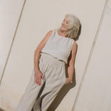 CU: Customized VIENNA linen tank top (Size: XL; Color: Night Cherries)