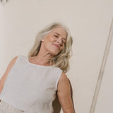 CU: Customized VIENNA linen tank top (Size: XL; Color: Night Cherries)