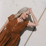 R: REINE waisted linen dress (Size: XL; Color: Dusty Lavender)
