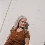 R: REINE waisted linen dress (Size: L; Color: Admiral Blue)