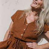 R: REINE waisted linen dress (Size: XL; Color: Dusty Lavender)