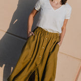 MARSEILLE linen front snap skirt