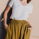 MARSEILLE linen front snap skirt