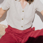 GETTY front snaps linen top - notperfectlinen