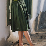 1950s CITY flat front linen skirt