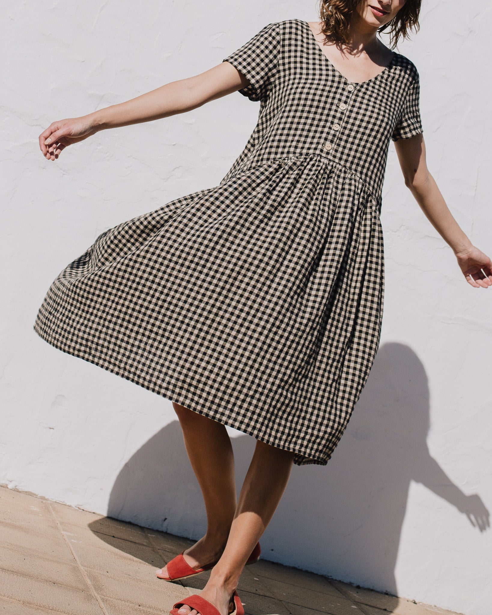 VOLUME-3 oversized linen dress with short sleeves - notPERFECTLINEN