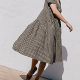 VOLUME-3 oversized linen dress with short sleeves - notPERFECTLINEN