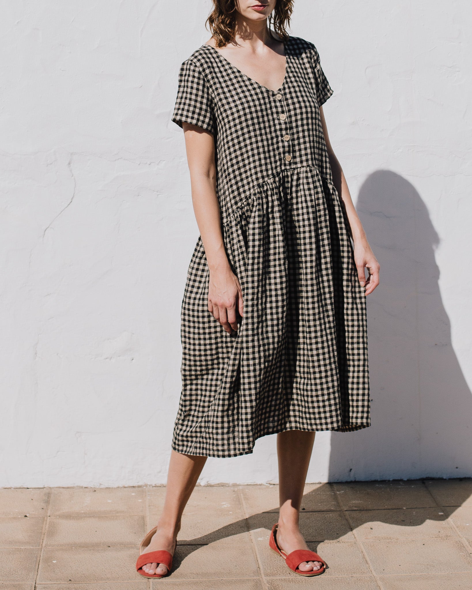 VOLUME-3 oversized linen dress with short sleeves - notPERFECTLINEN