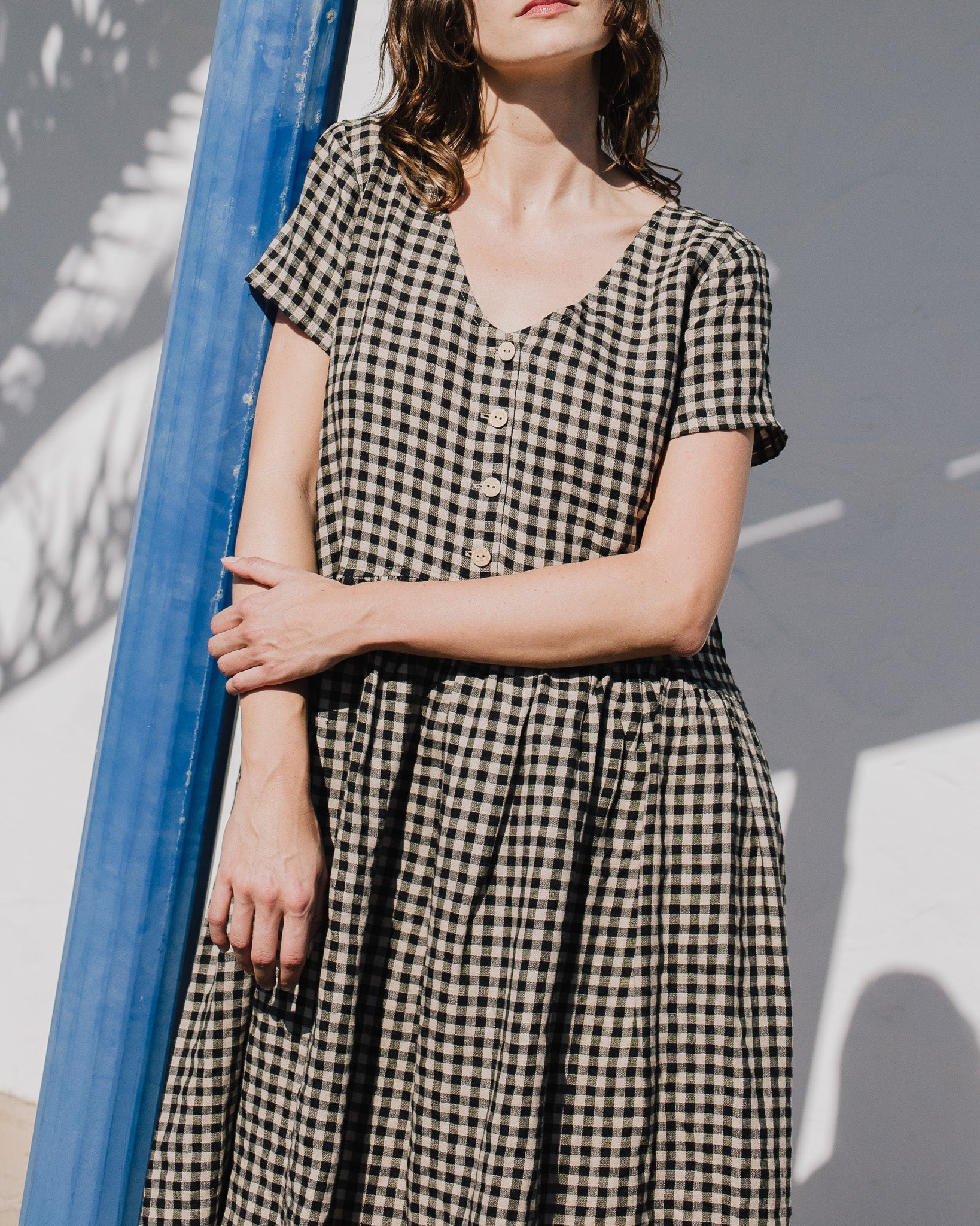 VOLUME-3 oversized linen dress with short sleeves - notPERFECTLINEN