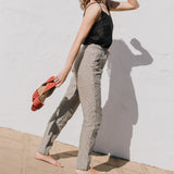 R: ATHENS drawstring linen pants (Color: Admiral Blue; Size: XS)