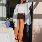 PUGLIA straight cut cropped linen pants