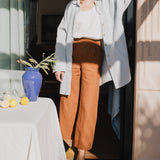 PUGLIA straight cut cropped linen pants