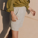 R: MAIN casual linen shorts (Size: XS; Color: Loden Green)