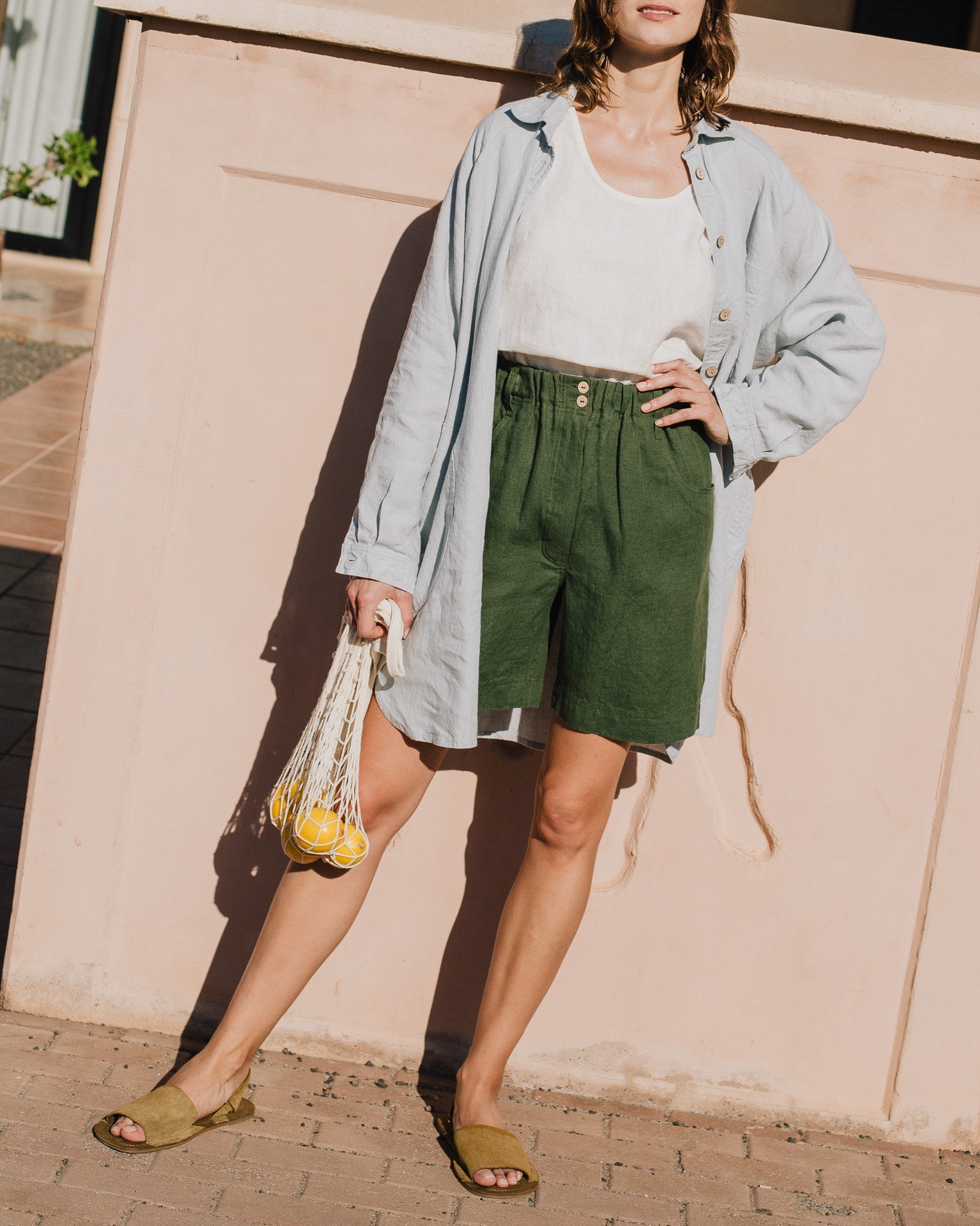 MORCOTE high-waisted linen shorts - notperfectlinen