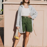 MORCOTE high-waisted linen SHORTS