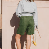 MORCOTE high-waisted linen SHORTS