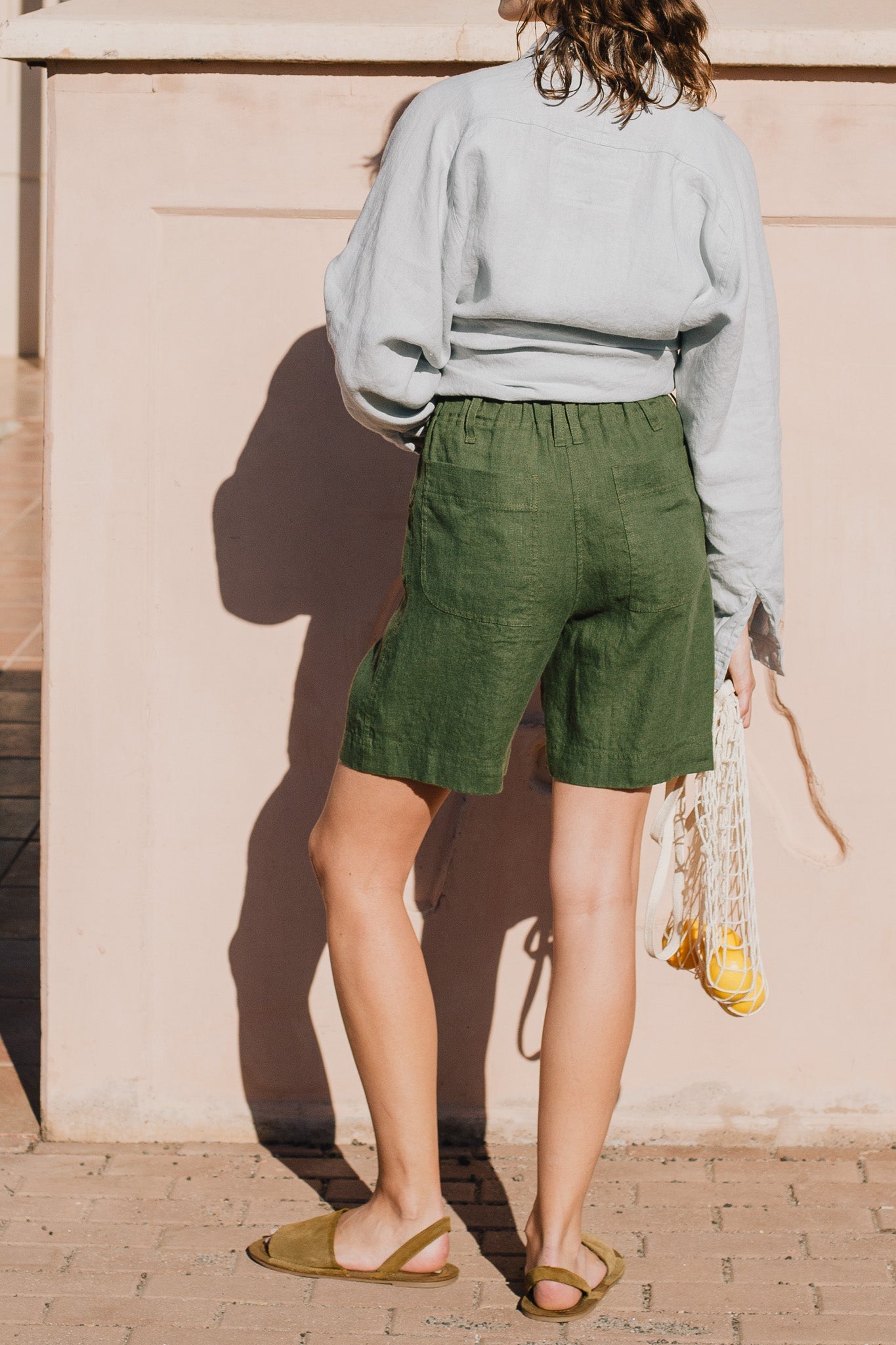 MORCOTE high-waisted linen shorts - notperfectlinen