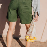 MORCOTE high-waisted linen SHORTS