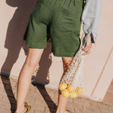 MORCOTE high-waisted linen shorts