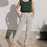 R: ATHENS-2 linen pants (Size: M/L; Color: Olive)
