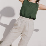 R: ATHENS-2 linen pants (Size: M/L; Color: Olive)