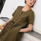 ASTORIA drawstring linen dress