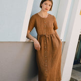 ASTORIA drawstring linen dress