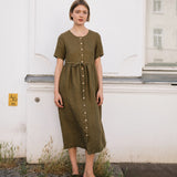 ASTORIA drawstring linen dress