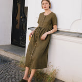 ASTORIA drawstring linen dress