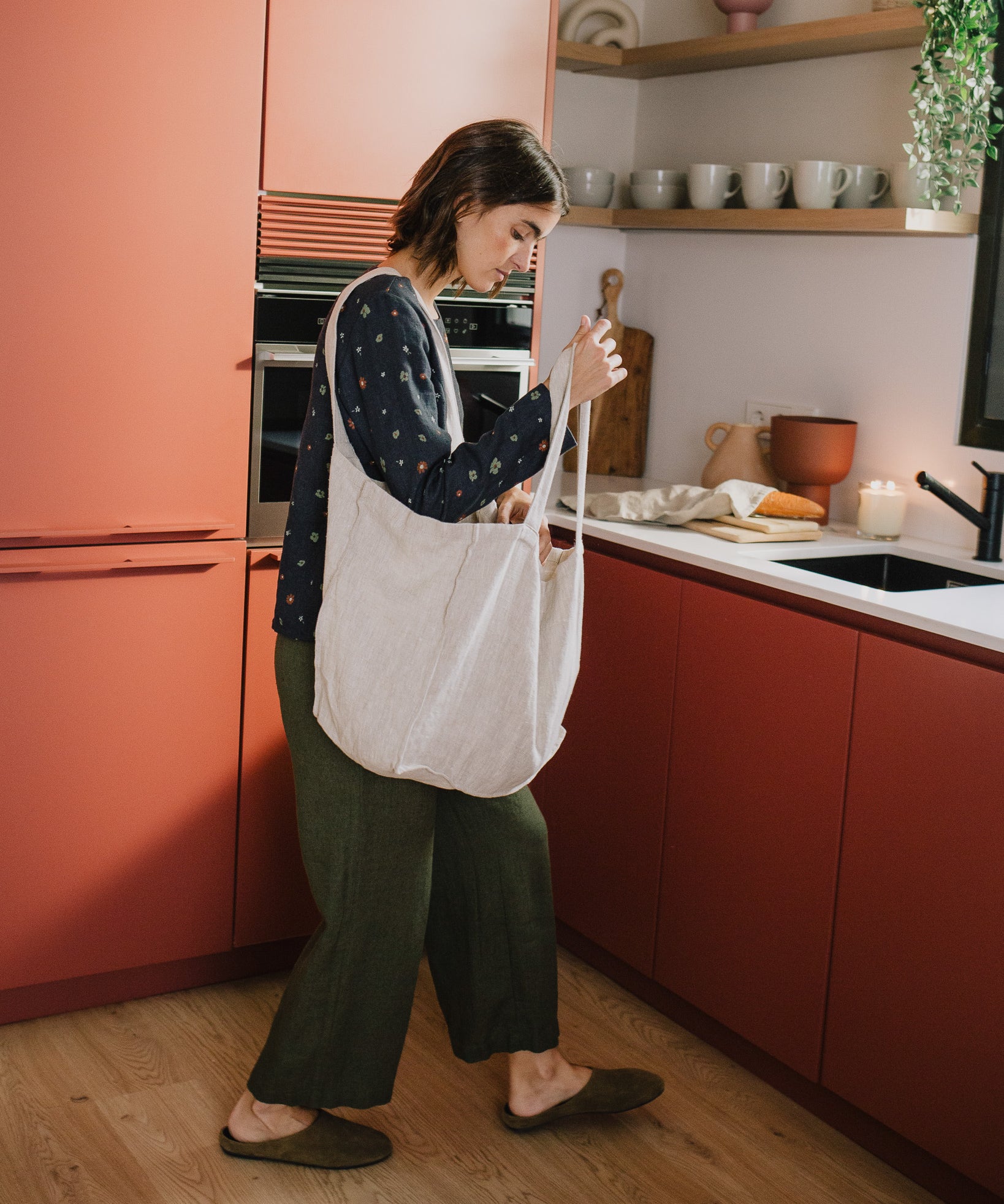 Linen Carry-All Tote Bag in heavy beige - notperfectlinen