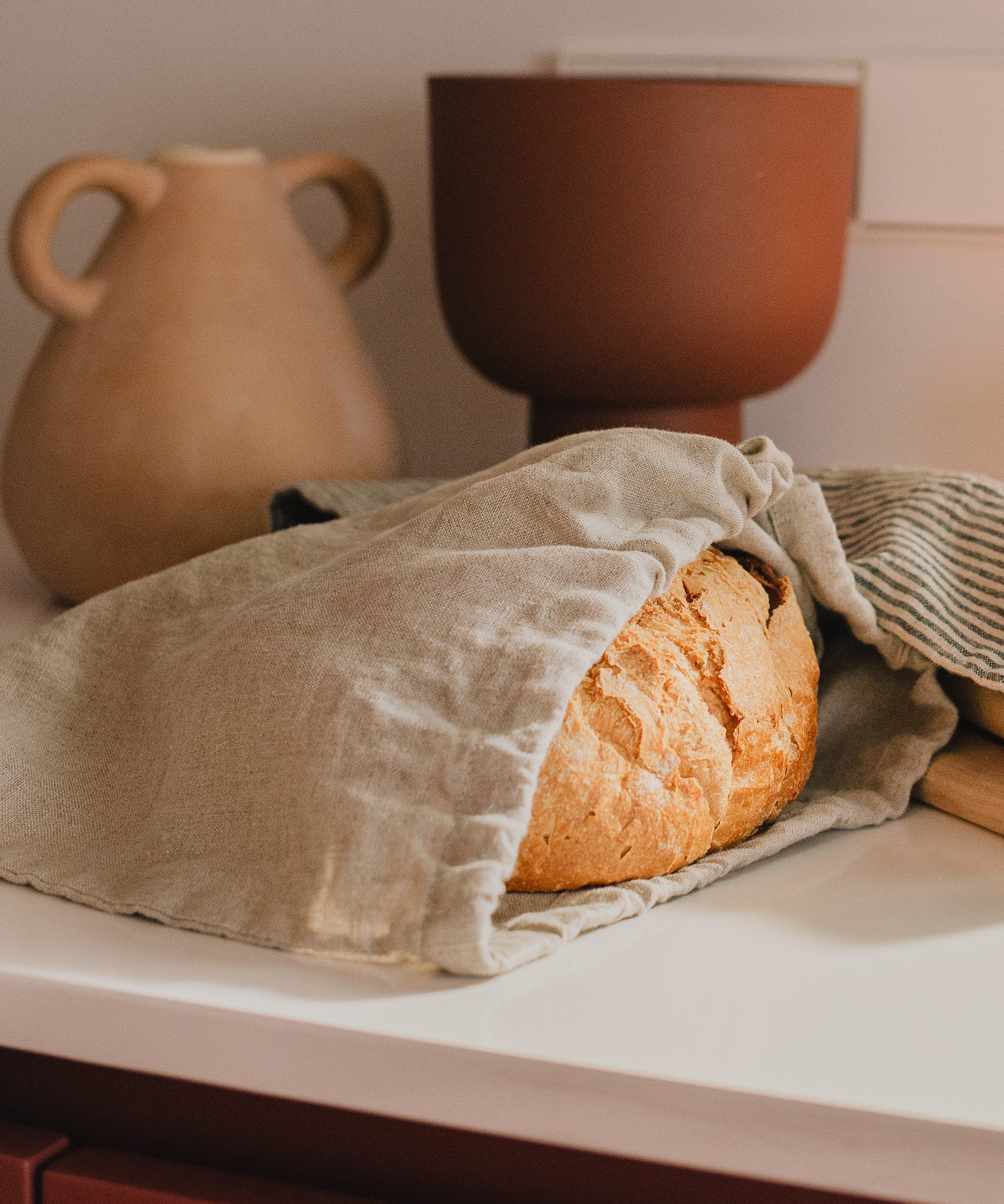 Set of 2 Linen Bread Bags in natural linen - notPERFECTLINEN