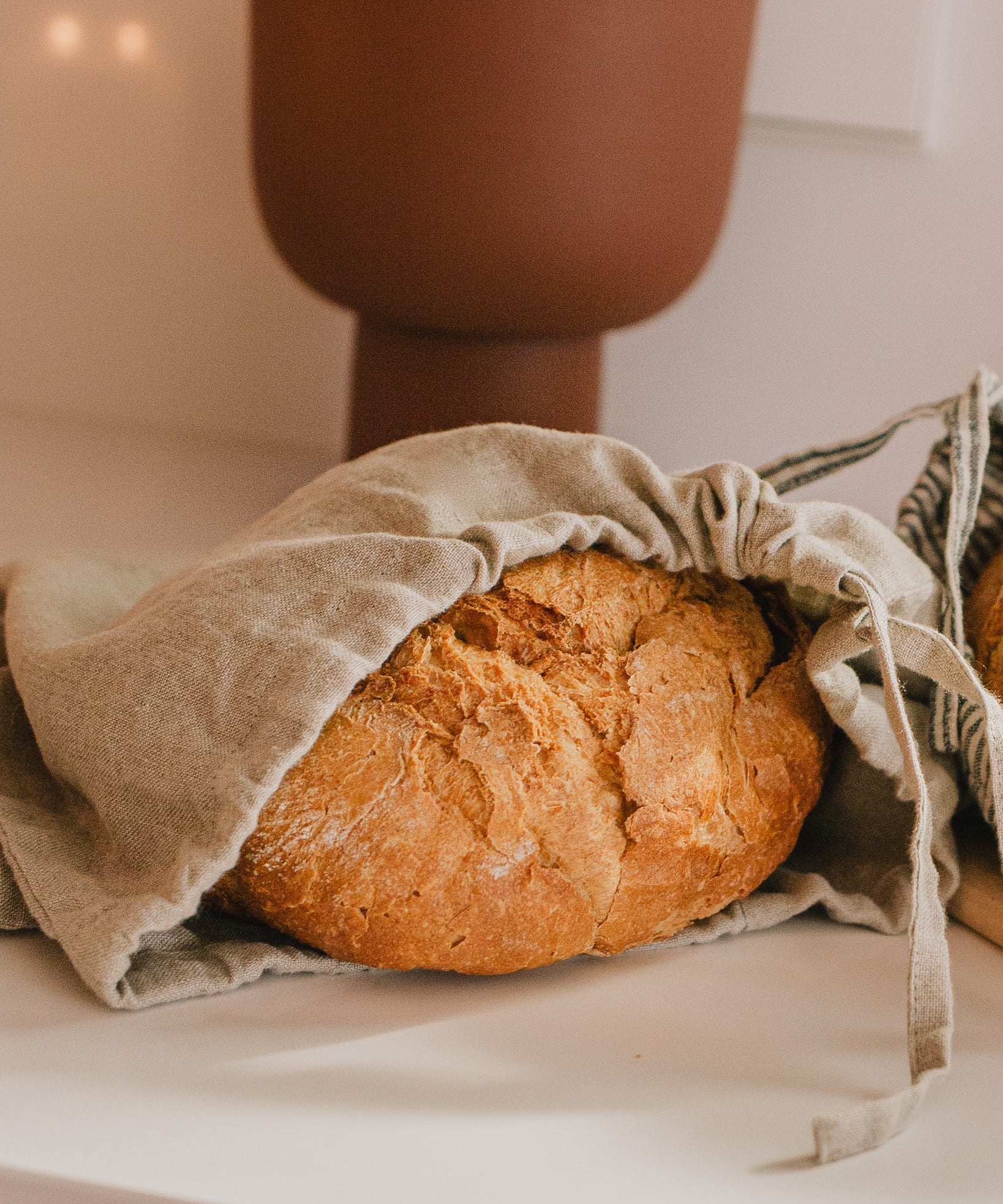 Set of 2 Linen Bread Bags in natural linen - notPERFECTLINEN