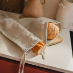 Set of 2 Linen Bread Bags (loaf + baguette) in natural linen - notPERFECTLINEN