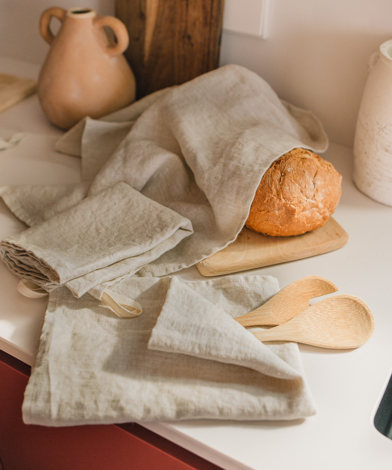 Set of 3 Linen Kitchen Towels in natural linen - notPERFECTLINEN