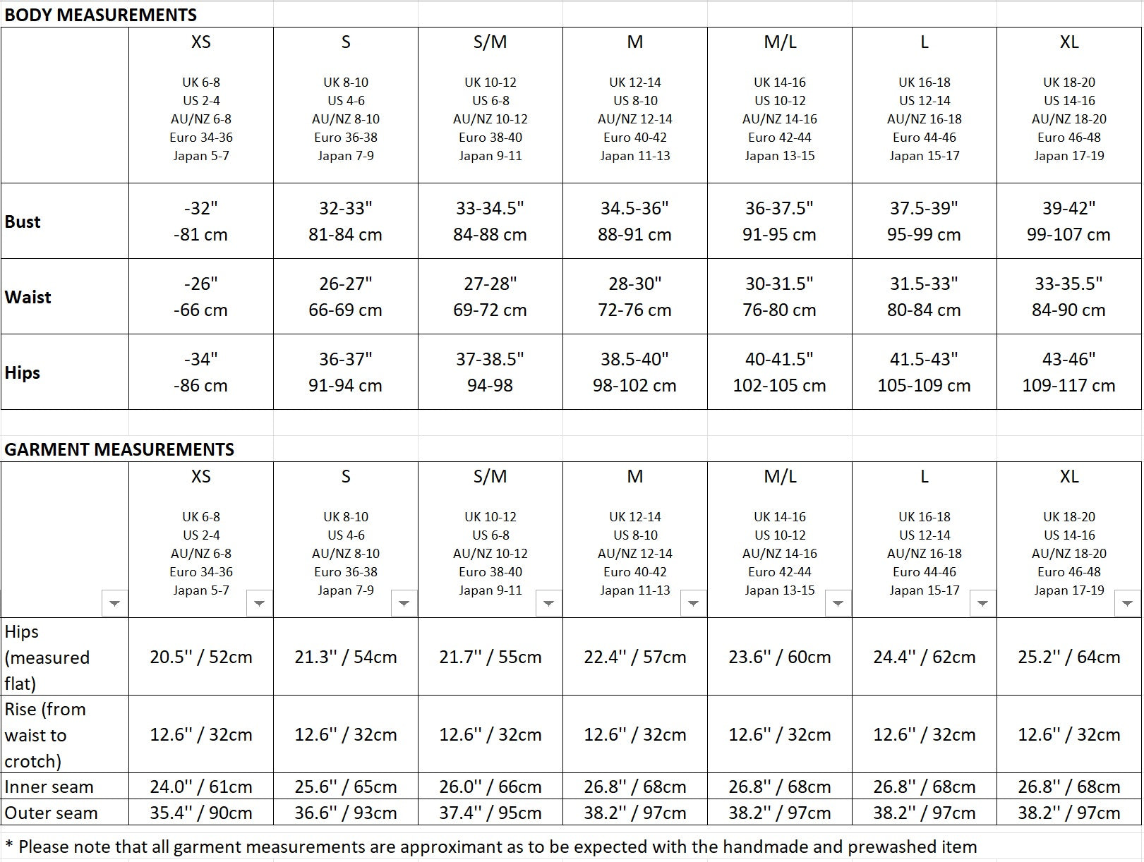 Size guide