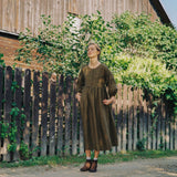 LOUMARIN puff sleeve linen dress