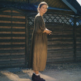 LOUMARIN puff sleeve linen dress