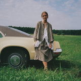 SION gathered linen skirt