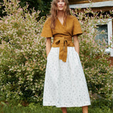 SION gathered linen skirt