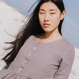 Long sleeve midi MAMA linen dress - notperfectlinen